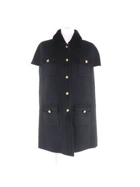 Prada Cashmere with Sheep Fur Logo Button Short Sleeve Coat